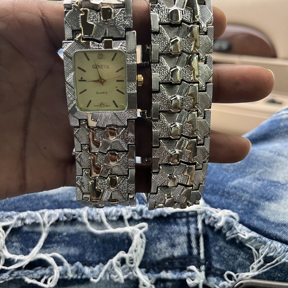 Geneva Two-Tone Silver and Gold Watch Set